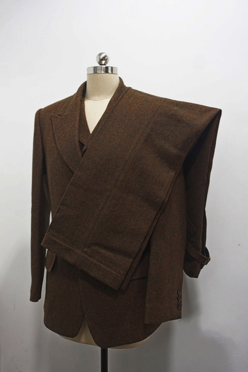 Brown Wool Business Suit Dress – Inspired by Men's Wool Suit Elegance Plus Size